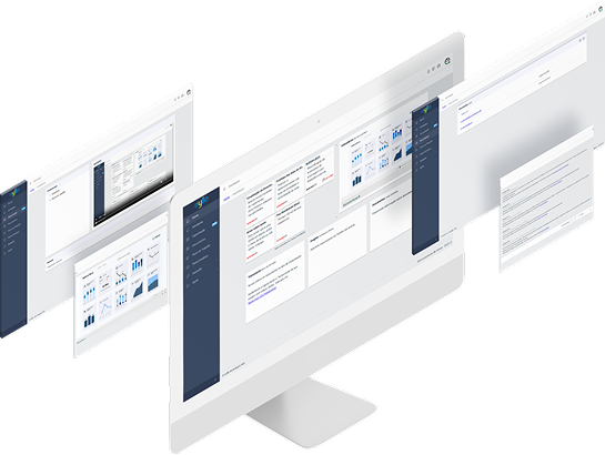 Capturas de tela do portal web mostrando interface de gestão
